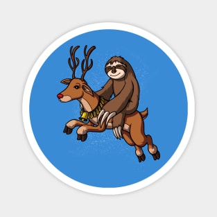 Sloth Santa Riding Reindeer Christmas Magnet